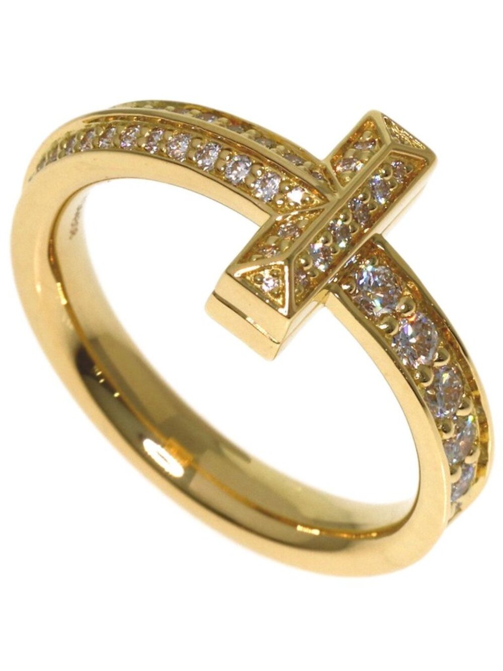 Tiffany & Co T One Diamond Ring 18k Yellow Gold
